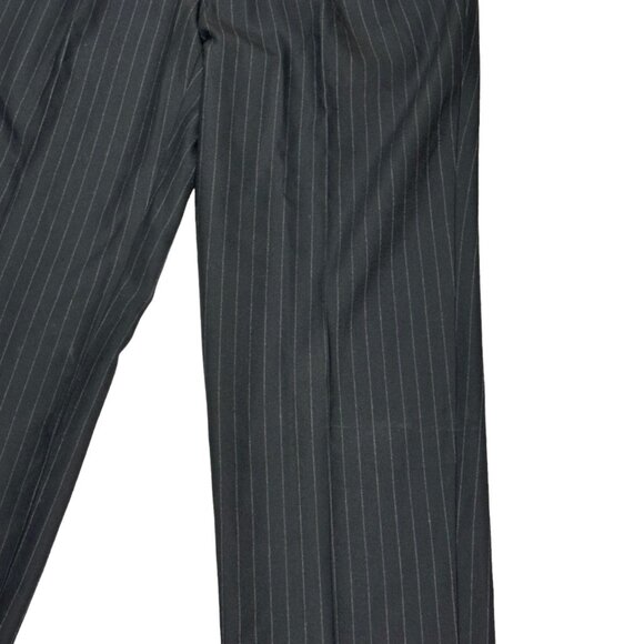 Mens Trousers England Tasmanian Wool Cashmere Black Pinstripe Pants Work - Picture 5 of 16